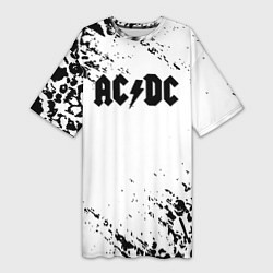Женская длинная футболка ACDC rock collection краски черепа