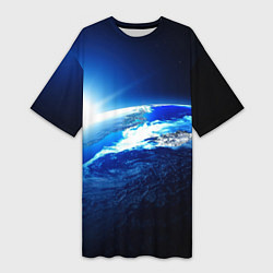 Женская длинная футболка Восход солнца в космосе