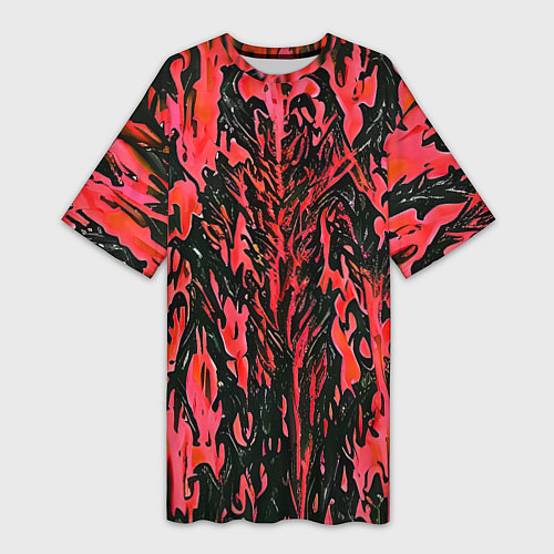 Женская длинная футболка Демонический доспех красный / 3D-принт – фото 1