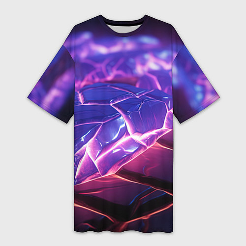 Женская длинная футболка Фиолетовые кристалы / 3D-принт – фото 1
