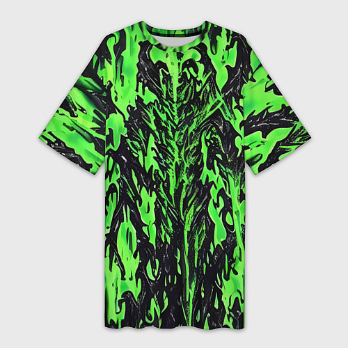 Женская длинная футболка Демонический доспех зелёный / 3D-принт – фото 1