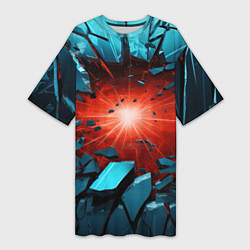 Женская длинная футболка Взрыв бирюзовых камней