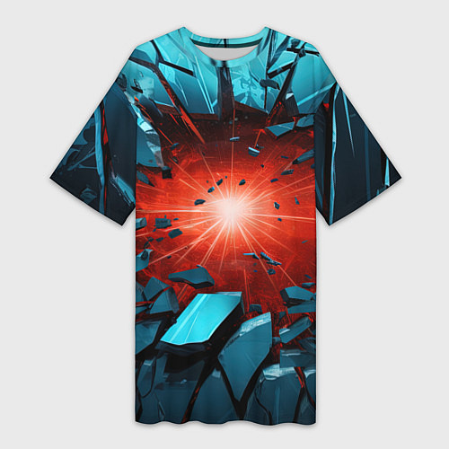 Женская длинная футболка Взрыв бирюзовых камней / 3D-принт – фото 1