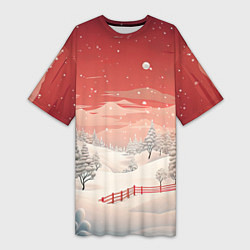 Женская длинная футболка Завораживающий зимний пейзаж