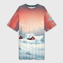 Женская длинная футболка Погружение в зимнюю атмосферу