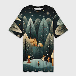 Женская длинная футболка Зимняя страна чудес