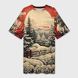 Женская длинная футболка Блеск снежинок новогодний стиль