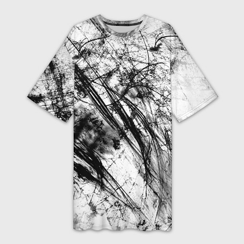 Женская длинная футболка Чёрно белые узоры / 3D-принт – фото 1