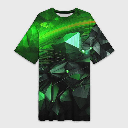 Женская длинная футболка Абстракция и зелень гармония / 3D-принт – фото 1