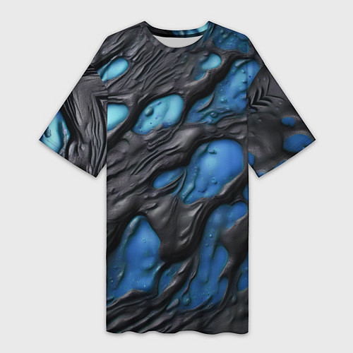 Женская длинная футболка Синяя текучая субстанция / 3D-принт – фото 1