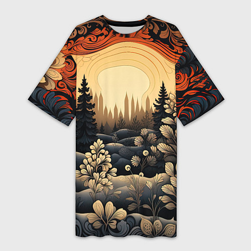 Женская длинная футболка Волшебные орнаменты / 3D-принт – фото 1