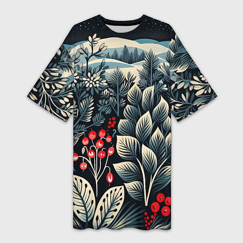 Женская длинная футболка Хрустальные рисунки / 3D-принт – фото 1