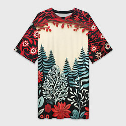 Женская длинная футболка Зимнее кружево