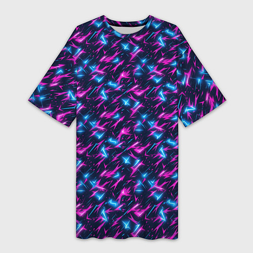 Женская длинная футболка Неоновый бум / 3D-принт – фото 1