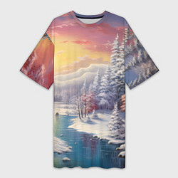 Женская длинная футболка Сказочное сияние нового года