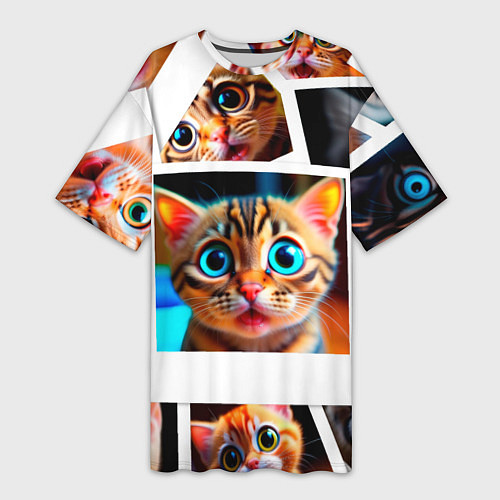 Женская длинная футболка Котики фото / 3D-принт – фото 1