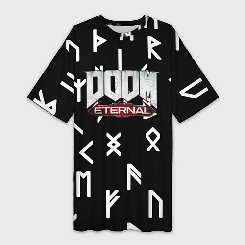 Женская длинная футболка Doom Eternal mars symbol demon / 3D-принт – фото 1