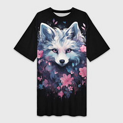 Женская длинная футболка Романтичная белая волчица