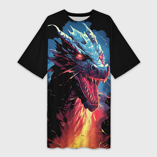 Женская длинная футболка Дракон зимнего волшебства 2024 / 3D-принт – фото 1
