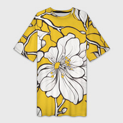 Женская длинная футболка Японский паттерн цветов
