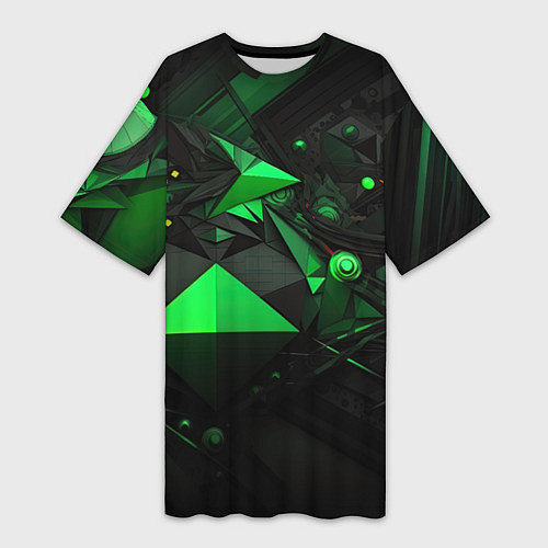 Женская длинная футболка Абстрактный лабиринт зелени / 3D-принт – фото 1