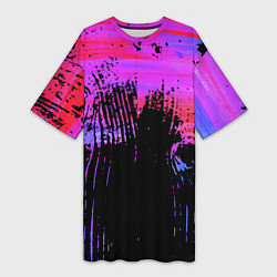 Женская длинная футболка Розово синий сочный гранж