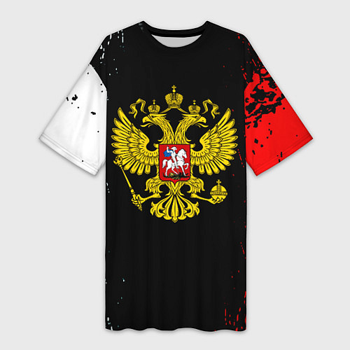 Женская длинная футболка Россия герб краски / 3D-принт – фото 1