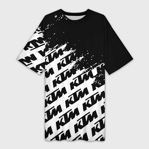 Женская длинная футболка KTU краски черные / 3D-принт – фото 1