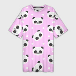 Женская длинная футболка Милая улыбающаяся панда