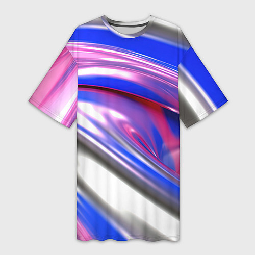 Женская длинная футболка Вязкая абстракция в фиолетовых оттенках / 3D-принт – фото 1