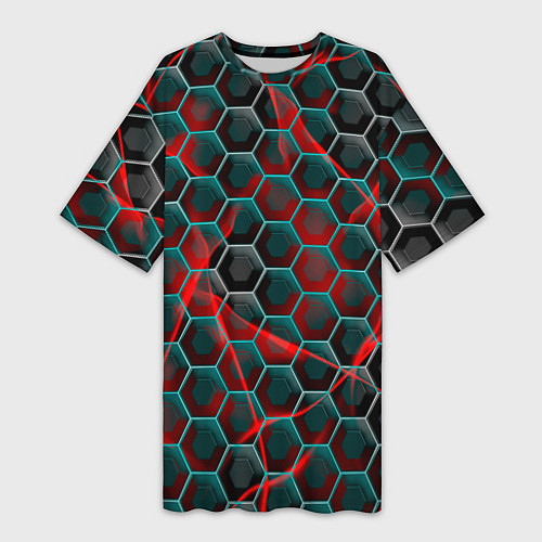 Женская длинная футболка Нано шестиугольник / 3D-принт – фото 1