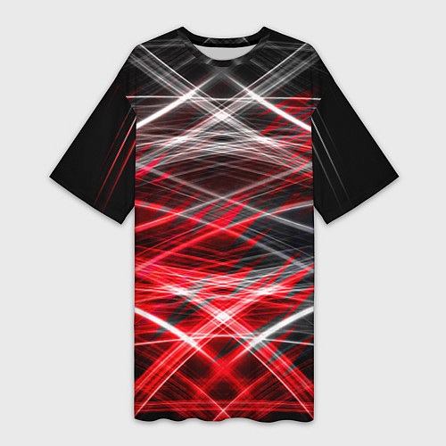Женская длинная футболка Красный лазер линии / 3D-принт – фото 1