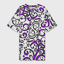 Женская длинная футболка Фиолетовые кружевные узоры