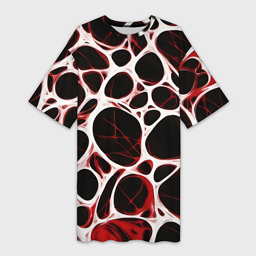 Женская длинная футболка Красная морская волна / 3D-принт – фото 1