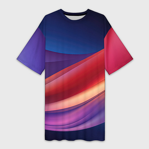 Женская длинная футболка Абстрактные синие волны / 3D-принт – фото 1