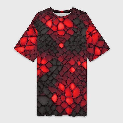 Женская длинная футболка Красный трескающийся камень / 3D-принт – фото 1