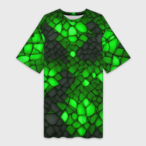 Женская длинная футболка Зелёный трескающийся камень / 3D-принт – фото 1