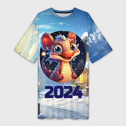 Женская длинная футболка Миниатюрный представитель зимы / 3D-принт – фото 1