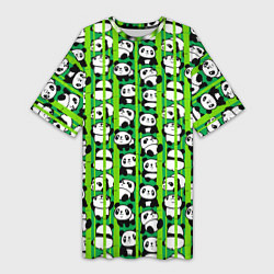 Женская длинная футболка Мишки панда мультяшные