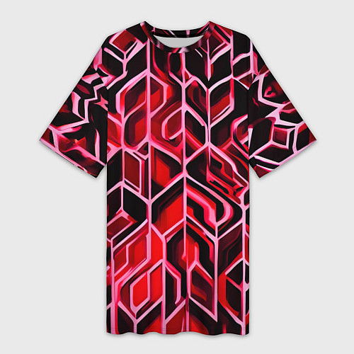 Женская длинная футболка Красный узор / 3D-принт – фото 1
