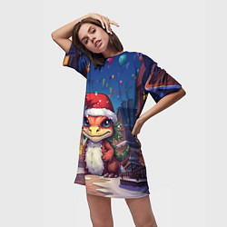 Футболка женская длинная Маленький милый дракон 2024, цвет: 3D-принт — фото 2