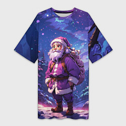 Футболка женская длинная Cartoon Santa, цвет: 3D-принт