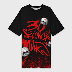 Женская длинная футболка Thirty seconds to mars skulls