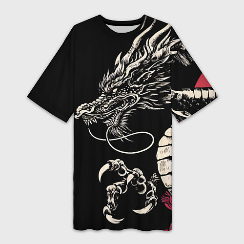 Женская длинная футболка Japanese dragon - irezumi - art / 3D-принт – фото 1