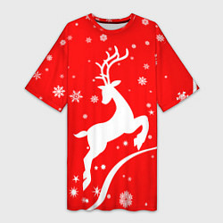 Футболка женская длинная Christmas deer, цвет: 3D-принт