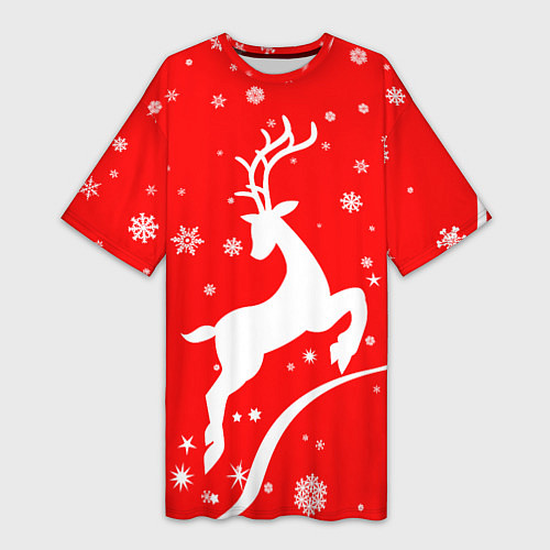 Женская длинная футболка Christmas deer / 3D-принт – фото 1