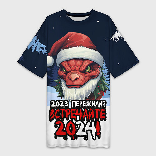 Женская длинная футболка Красный злой дракон 2024 / 3D-принт – фото 1