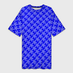 Женская длинная футболка Паттерн снежинки синий