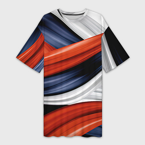 Женская длинная футболка Триколор из абстракции / 3D-принт – фото 1