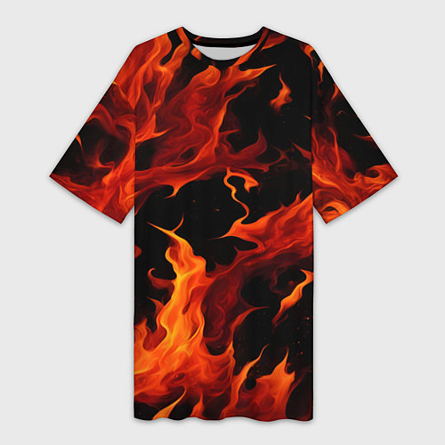 Женская длинная футболка Пламя в темноте / 3D-принт – фото 1